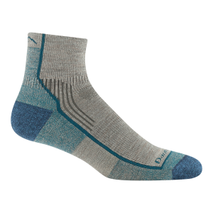 Darn Tough Men's Light Hiker Quarter Lightweight Cushioned Merino Wool Hiking Socks Taupe Teal Blue Breathable Trekking Trail Socks