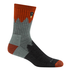 Darn Tough Men's Cabin Night Print Micro Crew Midweight Cushioned Merino Wool Hiking Socks Rust Grey Black Outdoor Trekking Casual Boot Socks